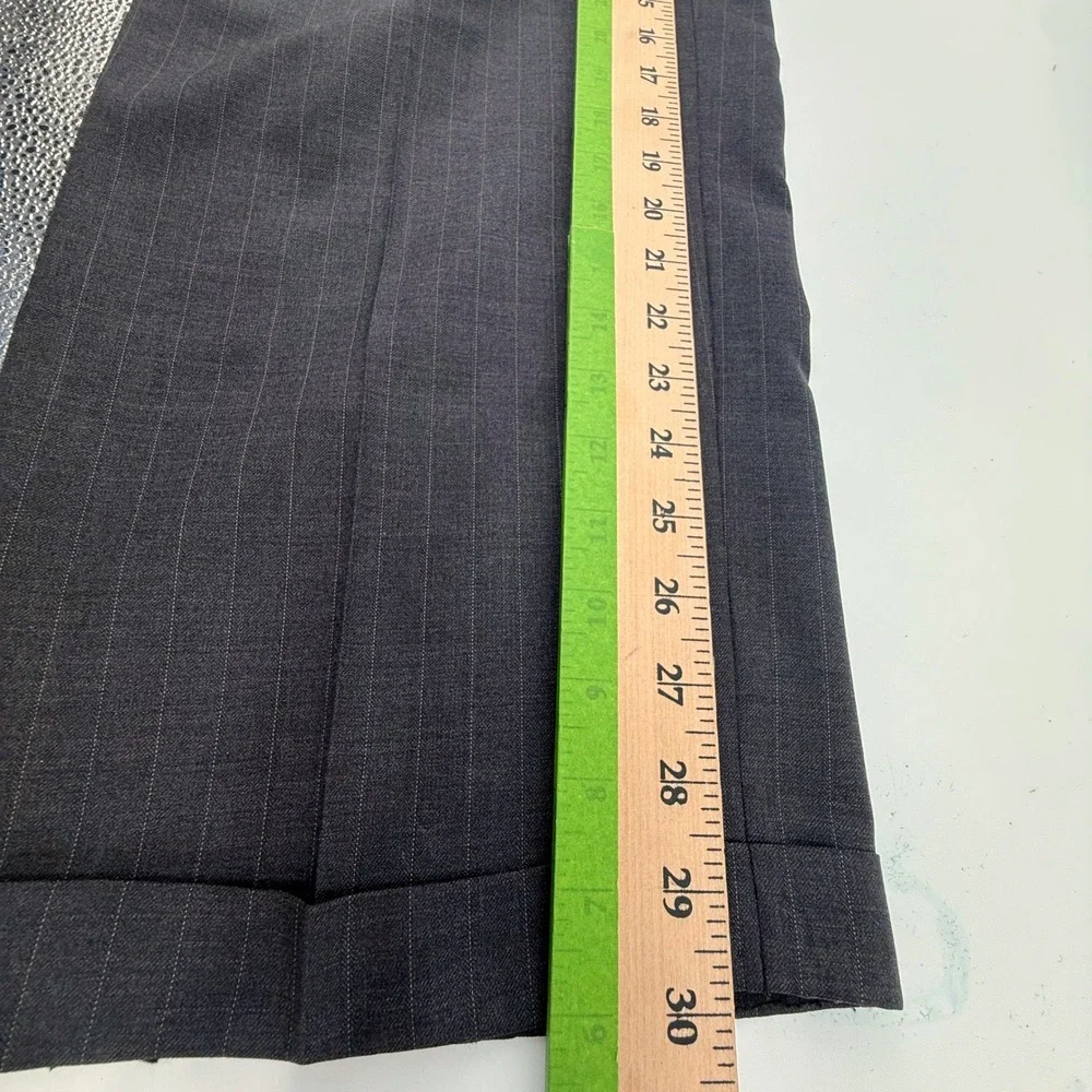Ralph Lauren Suit Mens 43L Charcoal Gray Pinstripe 100% Wool Pants 46x30
